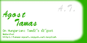 agost tamas business card